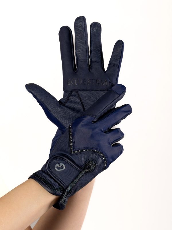 rękawiczki jeździeckie Glitter Navy Equus Decathlon